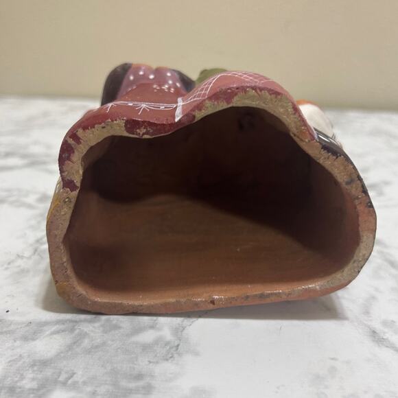 VTG Peruvian Folk Art Pottery Handcrafted Candle Holder Terracotta Clay Women - Picture 9 of 11